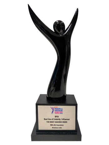 August 2023: SBI Life won award for the campaign ‘The Most Ignored Rider’ in the category Best use of Celebrity/Influencer at e4m Health & Wellness Marketing Awards 2023